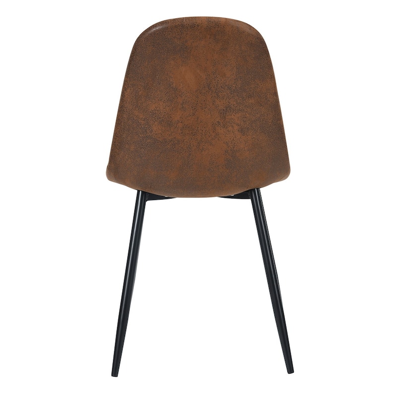 Dining Chair Set of 4 Suede Fabric Side Seating with Black Metal Legs
