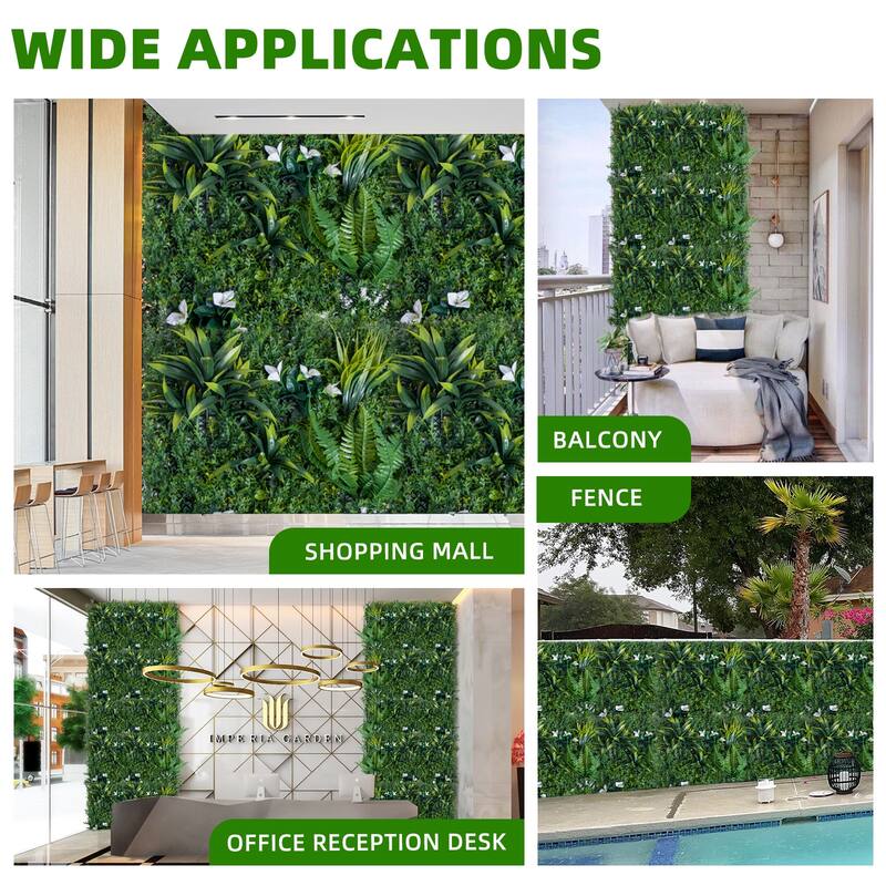 12 Pack Artificial Grass Wall Panels,20"x 20" Artificial Plant Wall Panels Fake Greenery Leaf Hedge