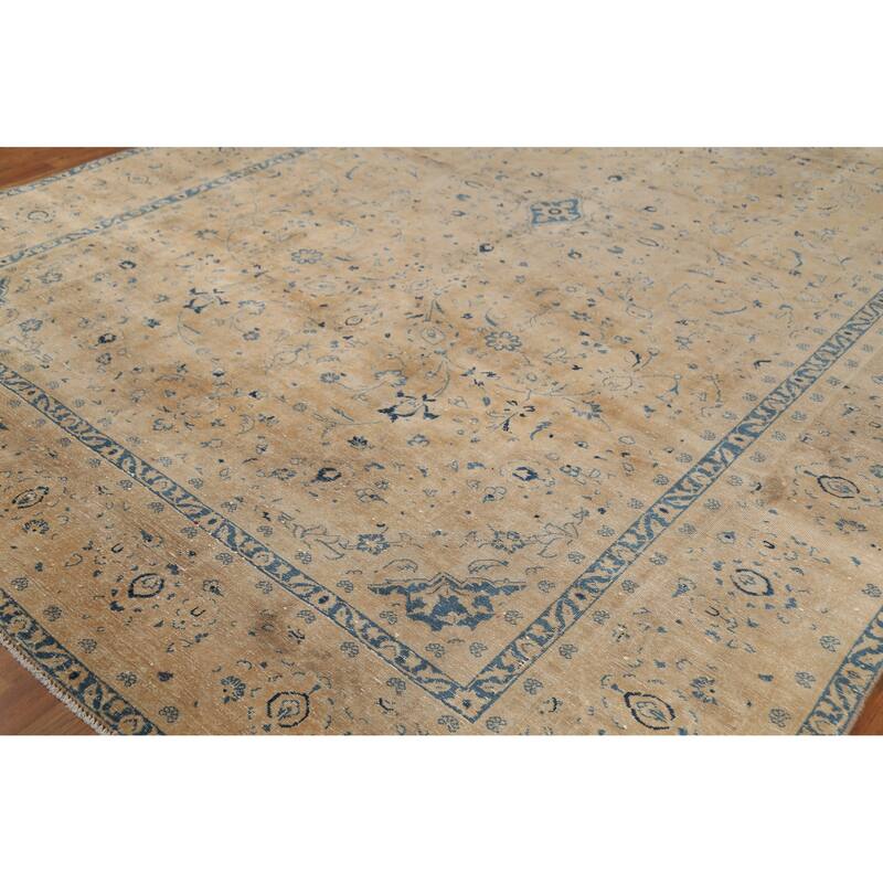 Hand Knotted Oriental 100% Wool Carpet Traditional Floral Oranges & Rust Mashad Area Rug - 12' 9'' X 9' 2''