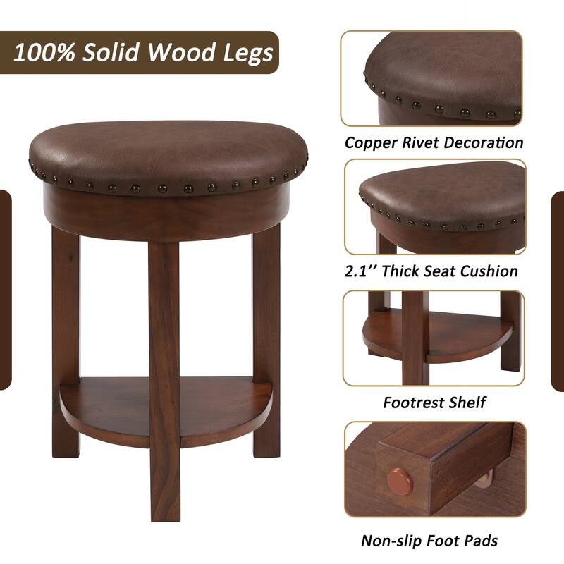 4 Piece Bar Table Set with 3 PU Upholstered Bar Stools, Breakfast Table with 3 Padded Stools Solid Wood Counter Height