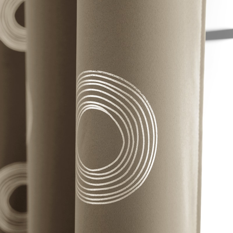 Concentric Circles Pattern Room Darkening Curtain 2 Panels