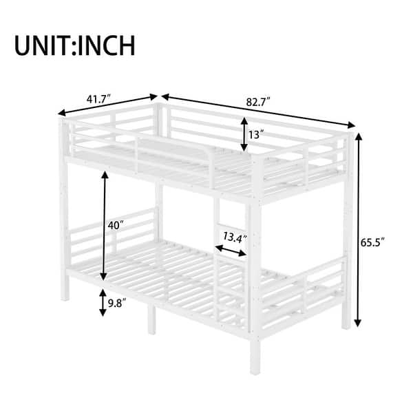 Twin XL over Twin XL Size Metal Bunk Bed, No Box Spring Needed