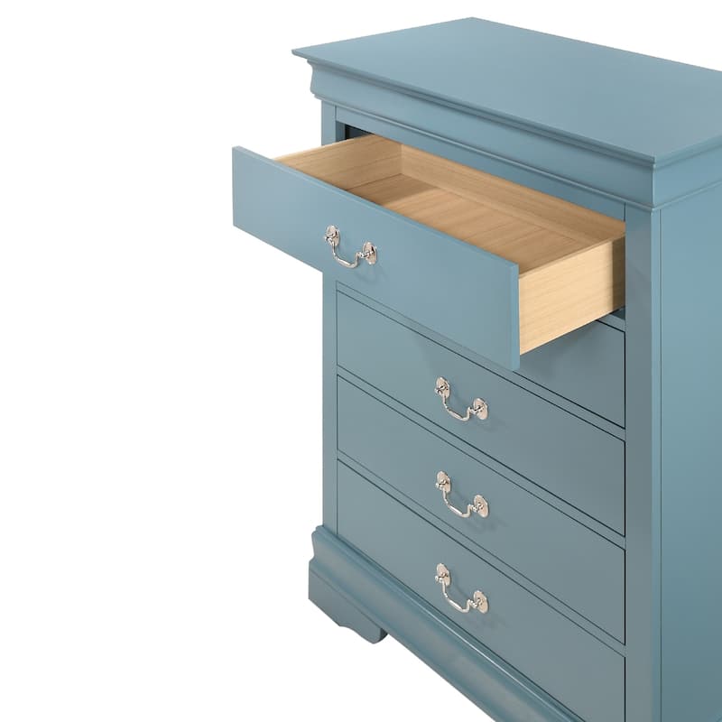 Wooden 5-Drawer Bedroom Chest - 48" - Blue
