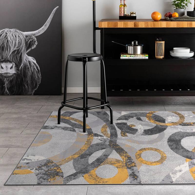 World Rug Gallery Distressed Modern Circles Area Rug