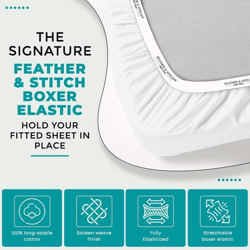 Feather & Stitch 500 Thread Count Damask Stripe ONLY Fitted Sheet