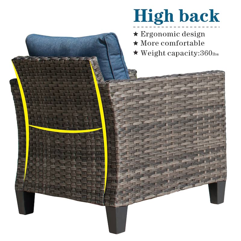 OVIOS 8-piece Patio Wicker Conversation Furniture Set with Swivel Chairs