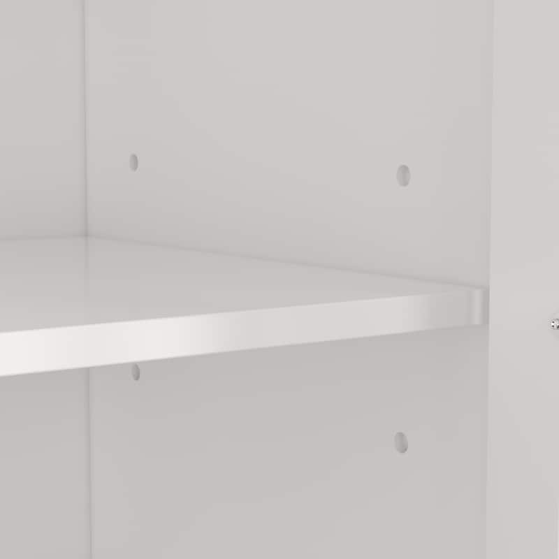 55.1''H Buffet Lacquer Sideboard Storage Cabinet Glass Doors Bookcase