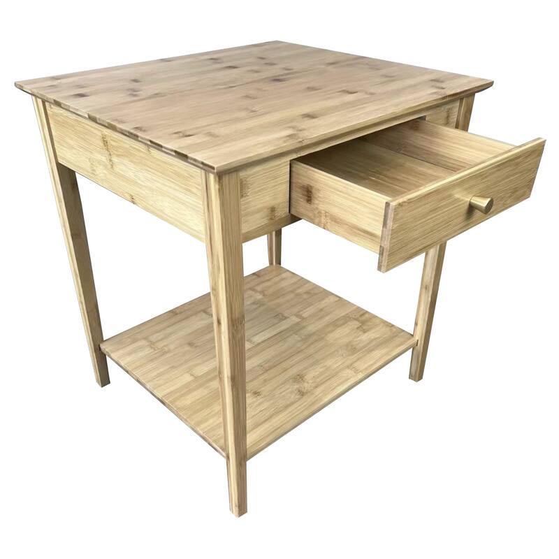 Solid Bamboo End Table with Drawer