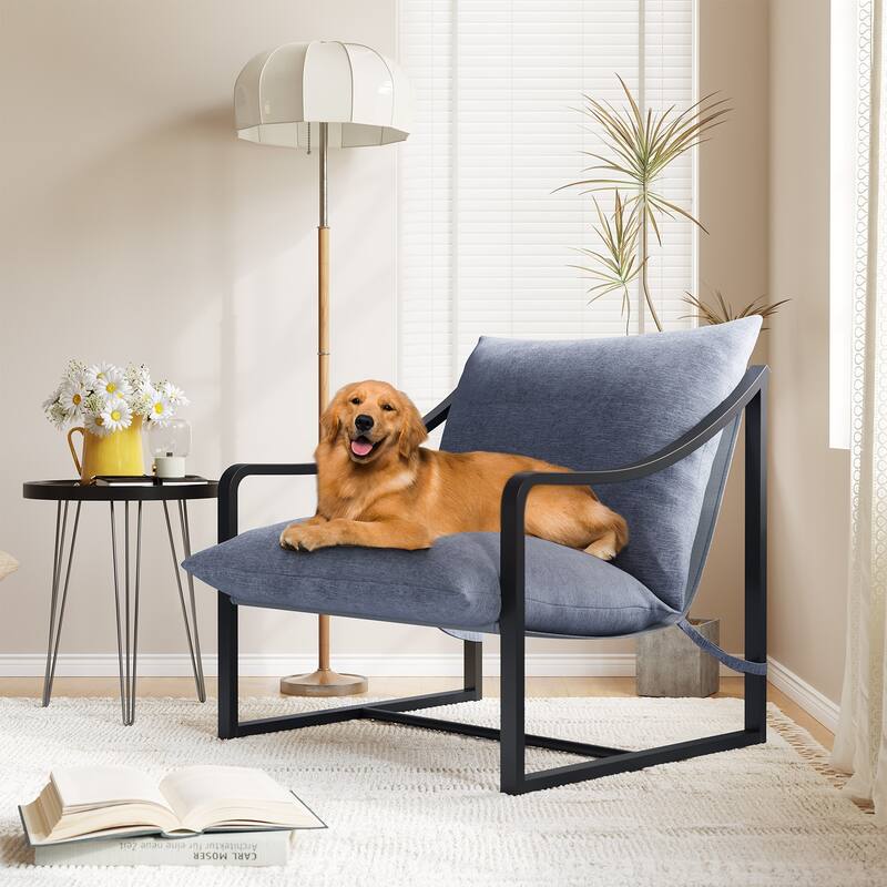 Comfy Fabric Modern Sling Accent Chair for Living Room
