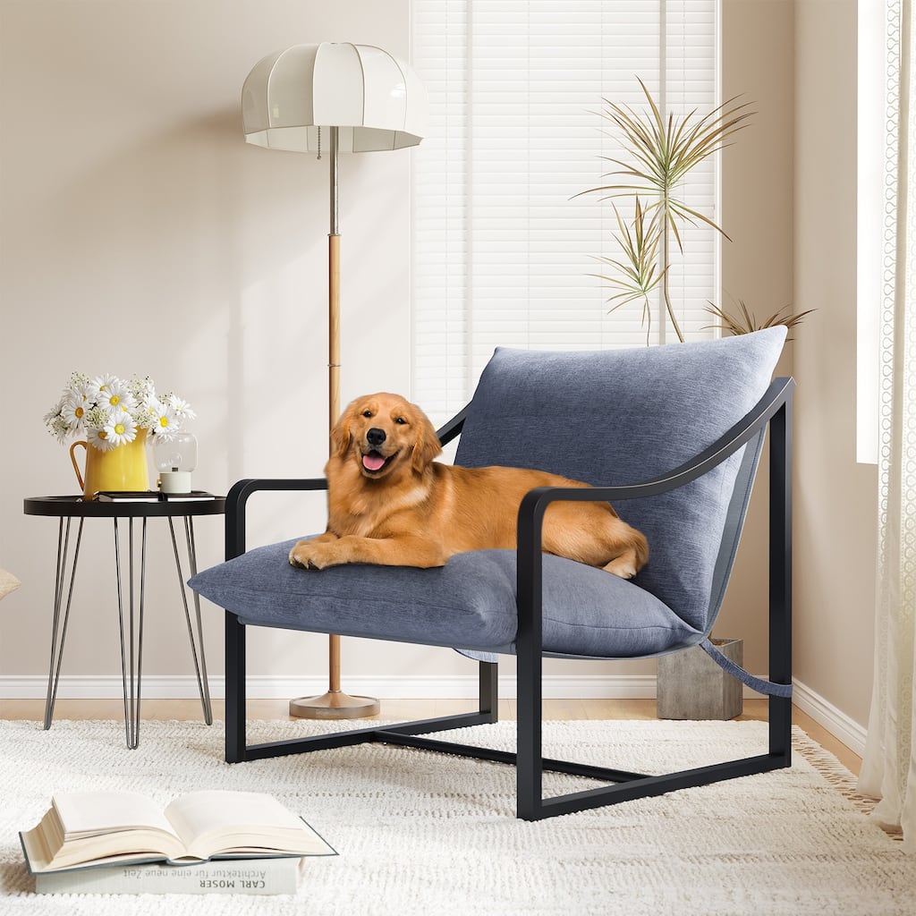 Comfy Fabric Modern Sling Accent Chair for Living Room