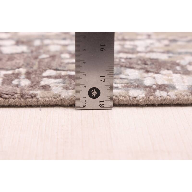 ECARPETGALLERY Hand-knotted Legacy Grey, Taupe Silk, Wool Rug - 2'6 x 10'1