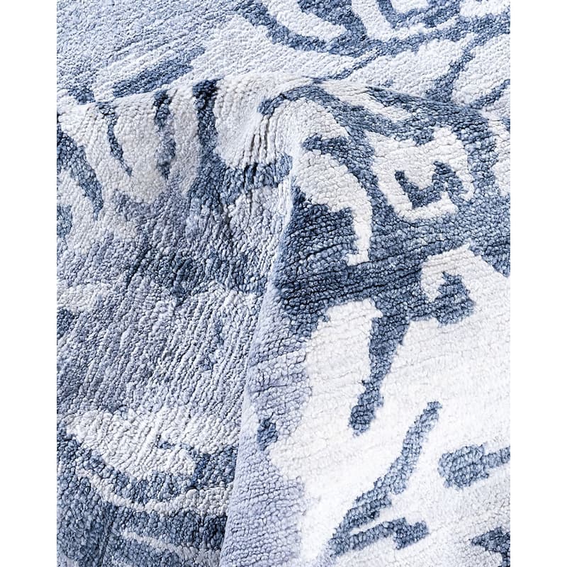 Modern One-of-a-Kind Hand-Knotted Area Rug, Blue - 9' 2" x 12' 3"