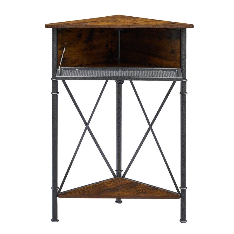 VECELO Modern Set of 2 Corner Nightstands Storage Corner Cabinet with Flip Door