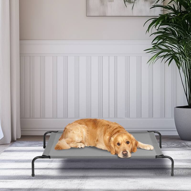 Loght Grey Large Elevated Dog Bed Perfect for Indoor and Outdoor - 50"D x 31"W x 8"H