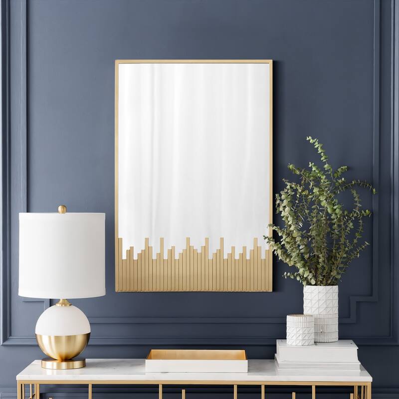 Cityscape Gold Metal Frame Rectangular Wall Mirror, Bathroom Wall Mirror - 32" H x 21.7" W