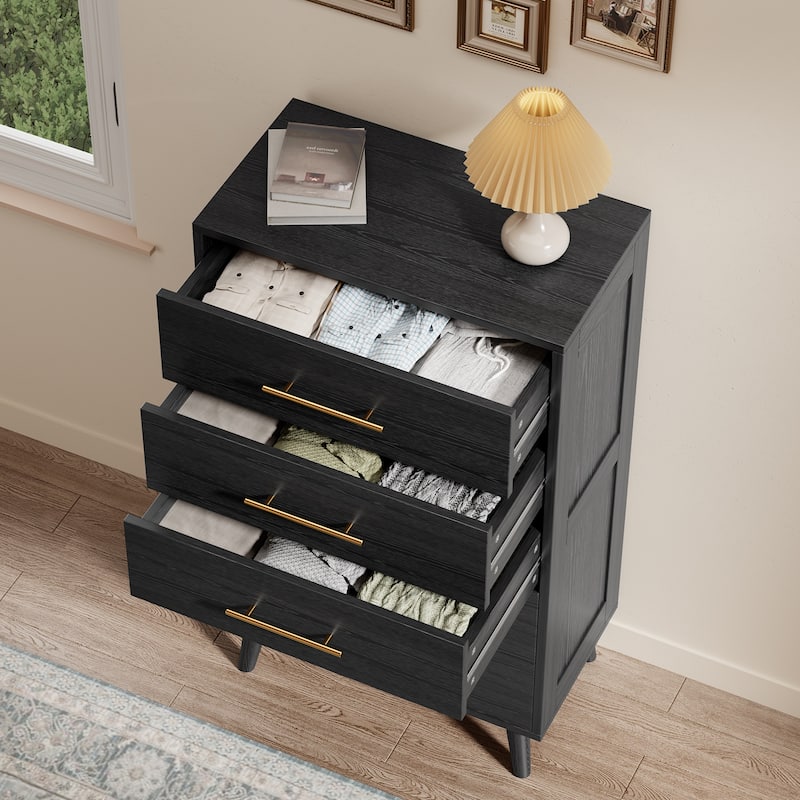 5/6/Chest of Drawers Dresser Modern Drawers with Metal Handles, Wood Storage Dresser for Bedroom, Living Room, Entryway