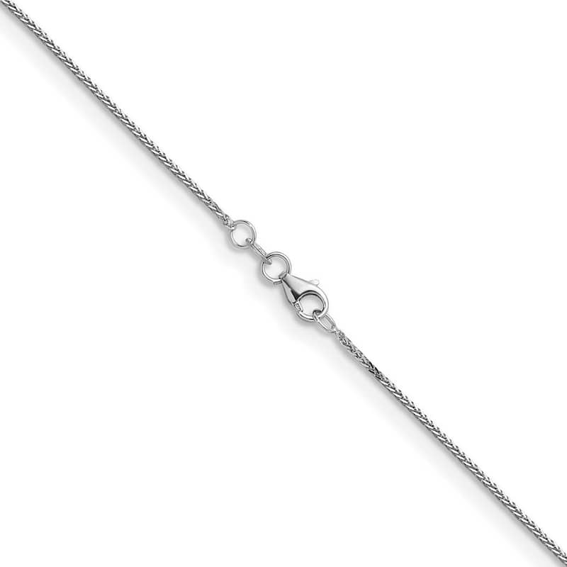 Curata Italian 14k White Gold 0.7mm Rope Chain Necklace For Women (Lobster)
