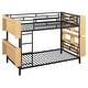 preview thumbnail 9 of 12, Twin Over Twin Metal Bunk Bed with Ladder & Storage Shelves, No Box Spring, Black