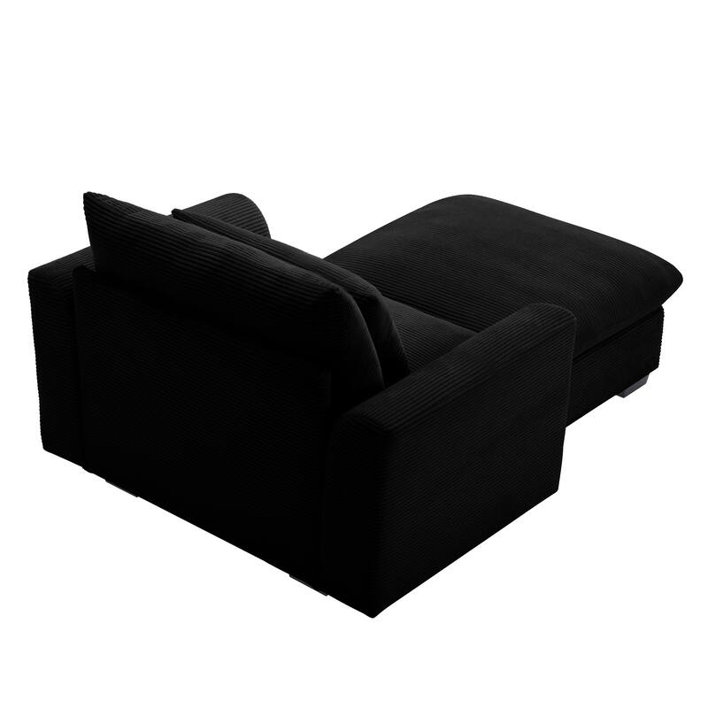 Modern Living Room Chair, Upholstered Fabric Accent Armchair, Corduroy Single Sofa Chair with Ottoman for Office/Bedroom