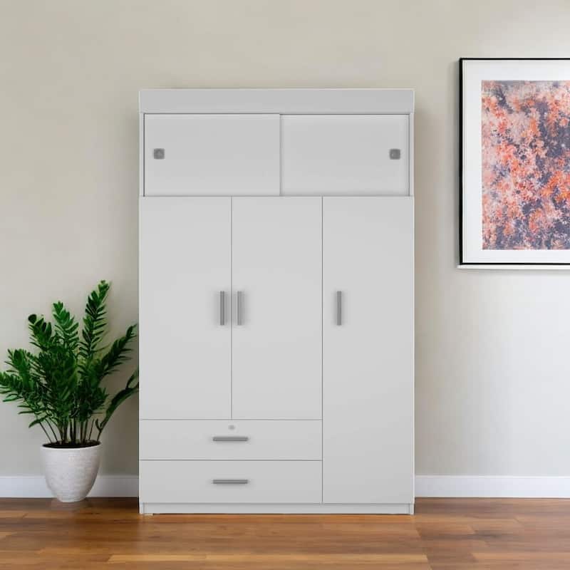 HomeRoots 47" White Two Drawer Combo Dresser - 2-drawer
