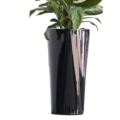 XBrand 22.4" H Plastic Self Watering Indoor Outdoor Triangle Planter Pot w/Glossy Finish, Tall Decorative Gardening Pot