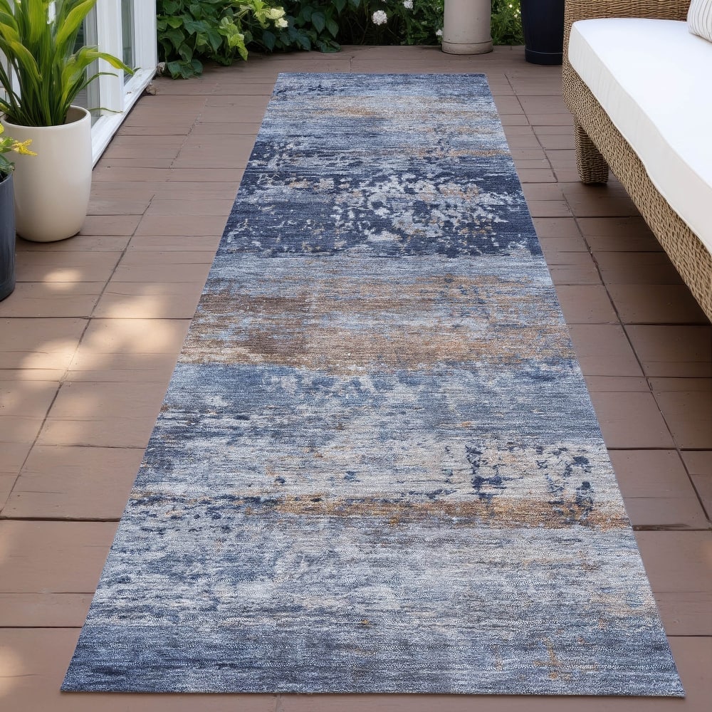 Machine Washable Indoor/Outdoor Contemporary Chantille Rug