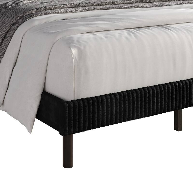 Clayfell Duluth Corduroy Velvet Upholstered Platform Bed