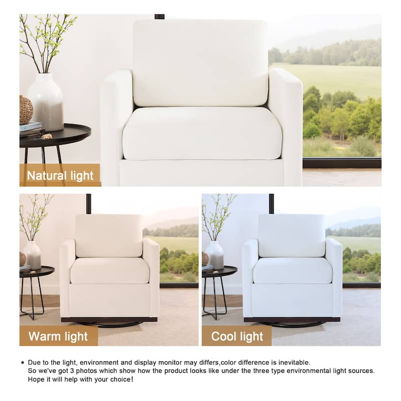 Chenille Leather Modern Swivel Accent Chair