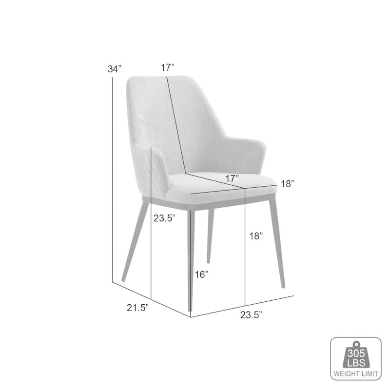 Mae Modern Almond Upholstered Dining Chair with Curved Back and Arms - Set of 2