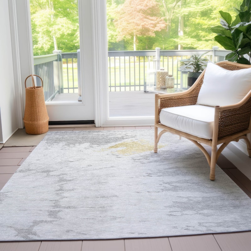 Machine Washable Indoor/ Outdoor Chantille Tie Dye Modern Rug