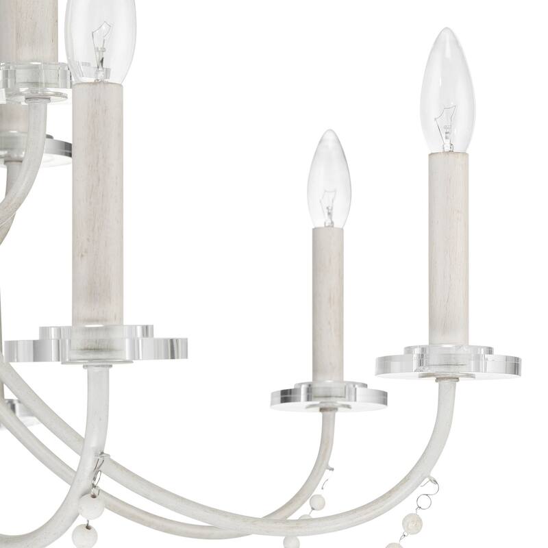 33.5In French Country 12-light Beaded Empire Candle Chandelier - 33.5'' D * 127.5'' H