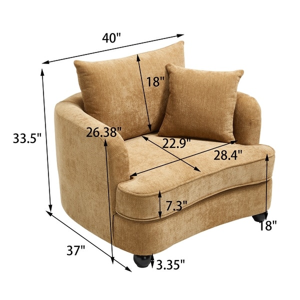 dimension image slide 2 of 11, 40.2" Modern Chenille Accent Chair,Comfy Reading Chair with Storage Ottoman