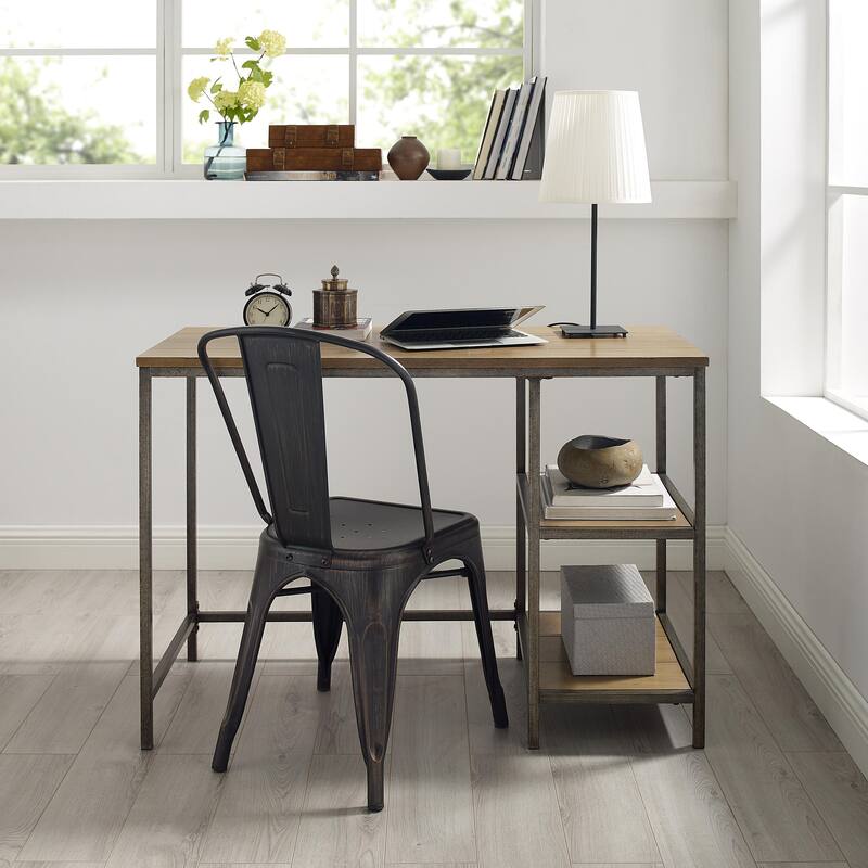 Industrial Desk with Shelves - Rustic Wood & Metal Desk for Home Office - 42" Wide Workstation