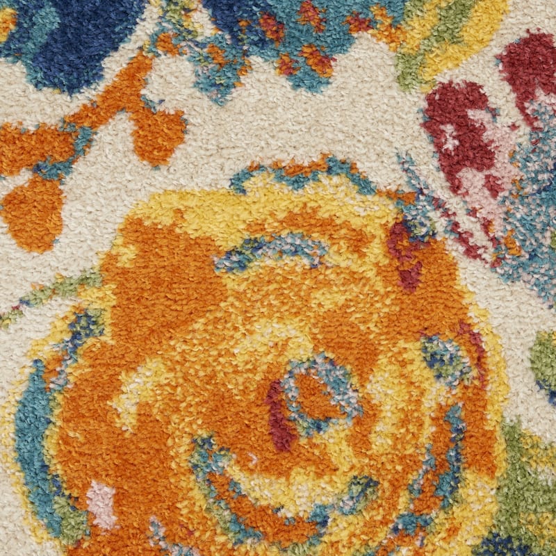 Power Loomed Floral Traditional Low Pile Durable Area Rug - 90' X '27' X '0.25