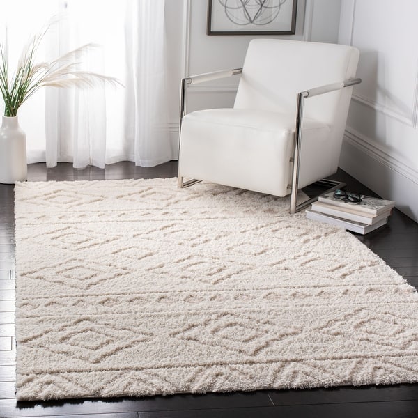 slide 2 of 23, SAFAVIEH Sparta Shag Akane Geometric Rug 3' x 5' - Ivory/Beige