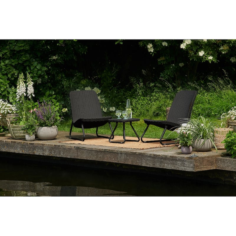 Keter 3-piece Rio All-weather Outdoor Conversation Chair and Table Set