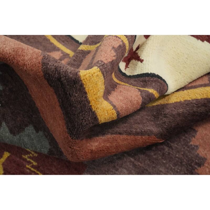 Handmade Wool Gabbeh Vegetable Dye Turkish Area Rug Handmade Wool Carpet - 9' 0'' X 6' 1''