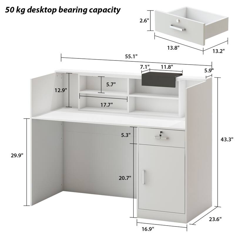 FUFU&GAGA Rectangular Wood Reception Desk DIY Decoractive Work Station