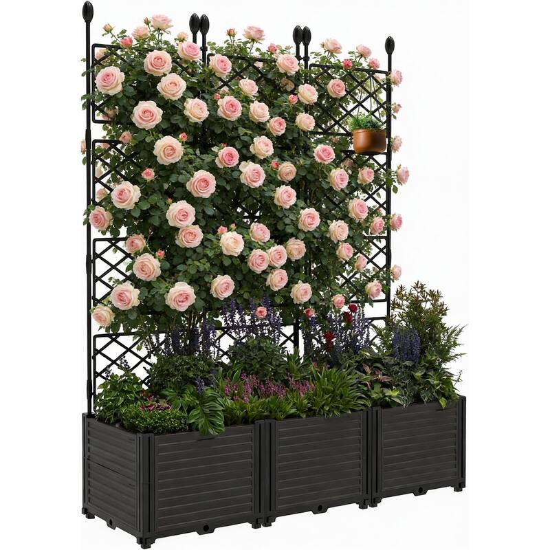 Raised Garden Bed, with Trellis & Privacy Screen - 3pcs