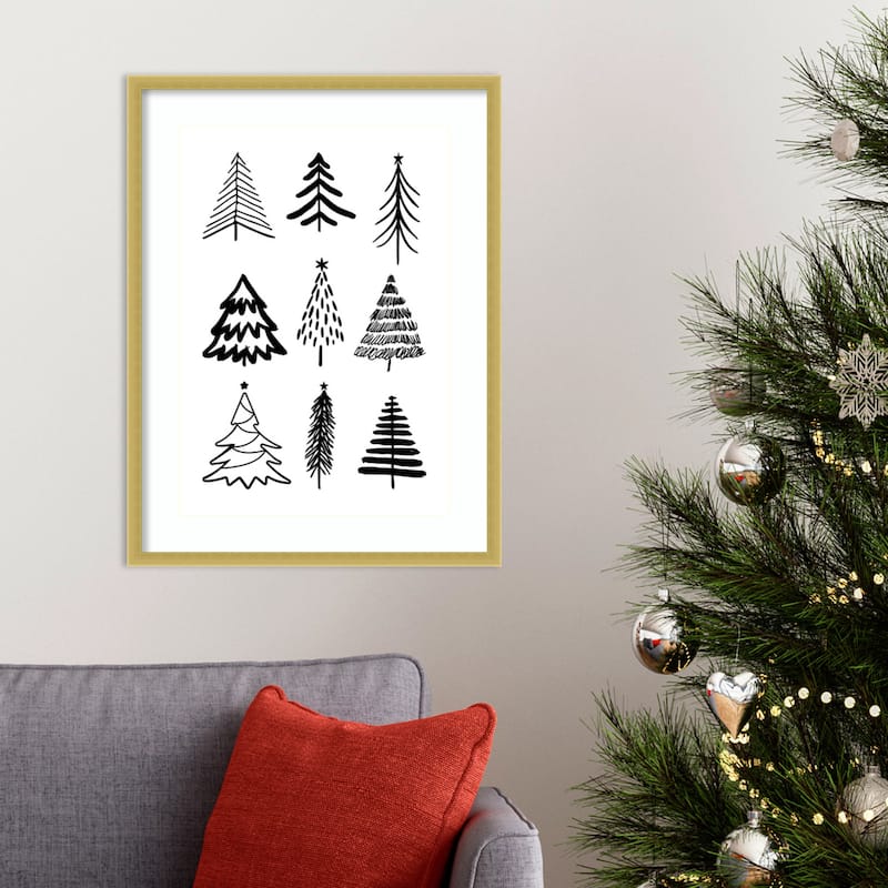 Christmas Trees 3 by Kristina N. Wood Framed Wall Art Print
