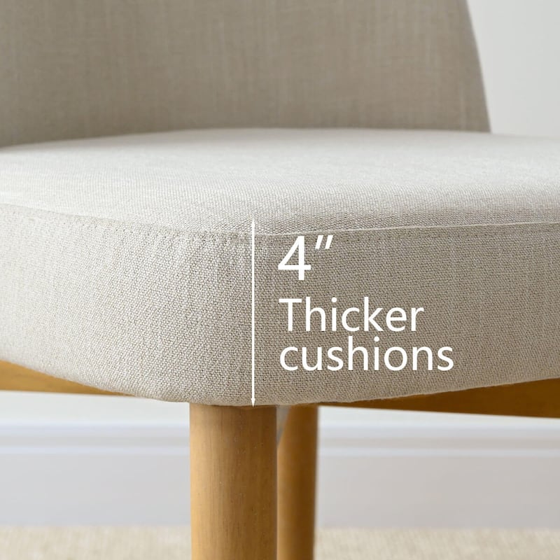 Linen Upholstered Dining Chairs With Solid Wood Legs (Set of 8)