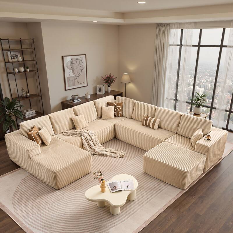 OVIOS 5-Piece Arced Plush Modular Sofa Set