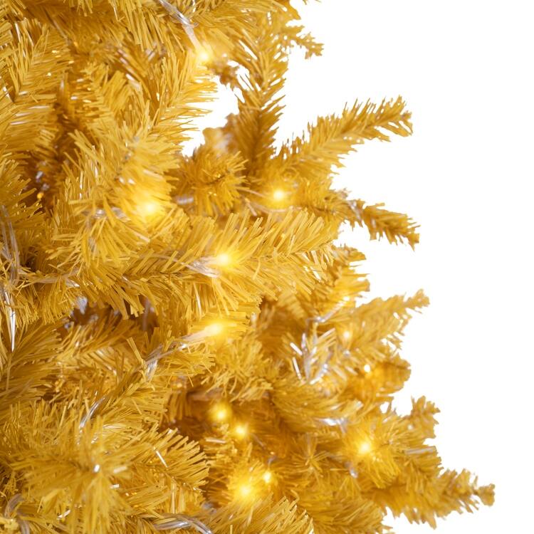 Maria Gold Christmas Tree Prelit, Realistic Artificial Christmas Tree with Lights