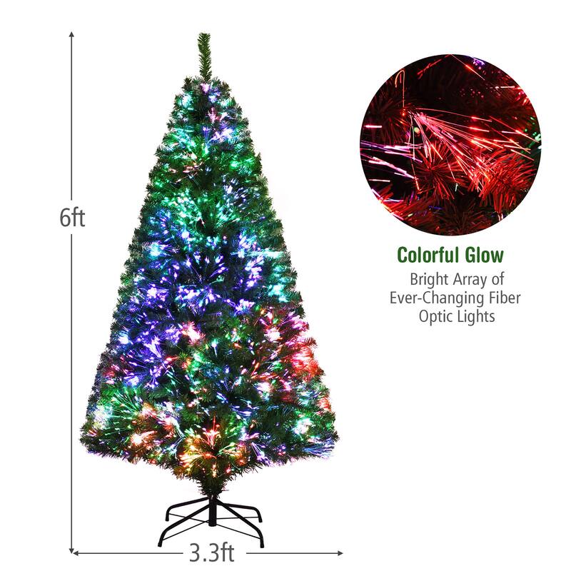 Fiber Optic Artificial Christmas Tree Pre lit Spruce Tree - 6 Foot