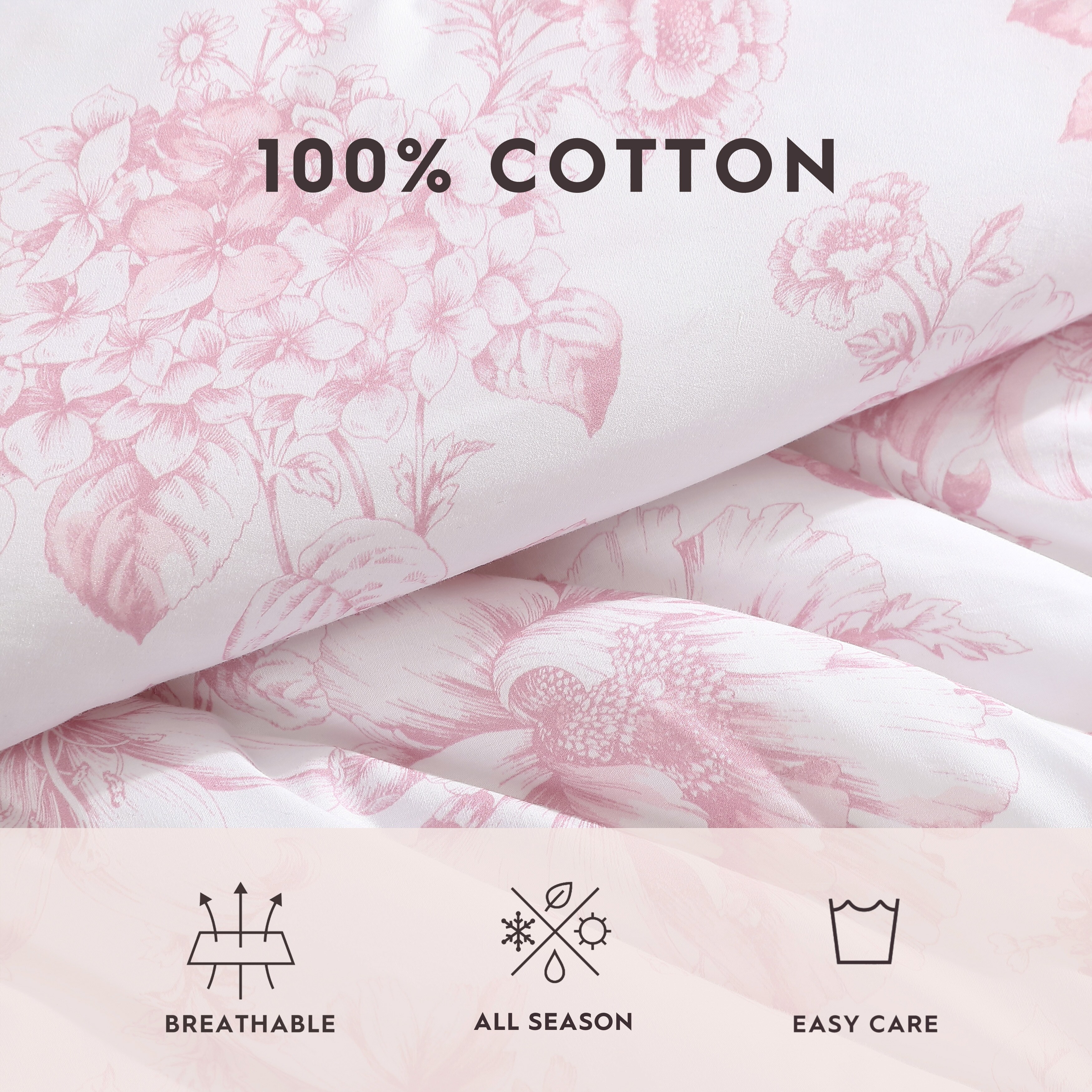 Laura Ashley Delphine Pink Cotton Comforter Reversible Set - Bed Bath &  Beyond - 37524738