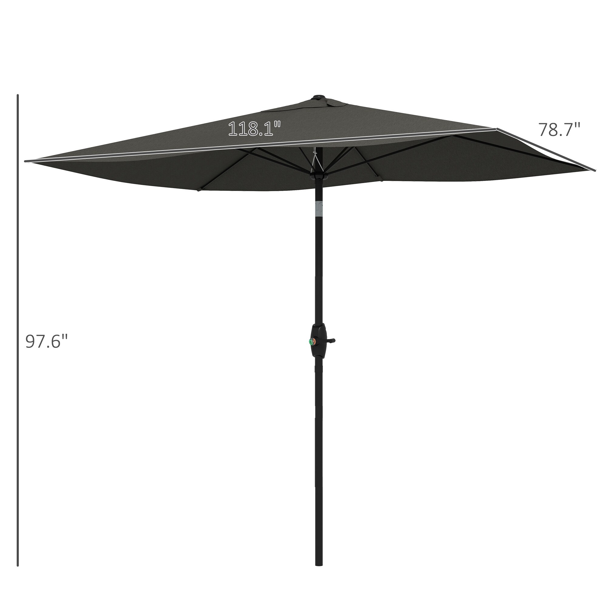 Patio Outdoor Table Umbrella with Crank and Push Button Tilt - Bed
