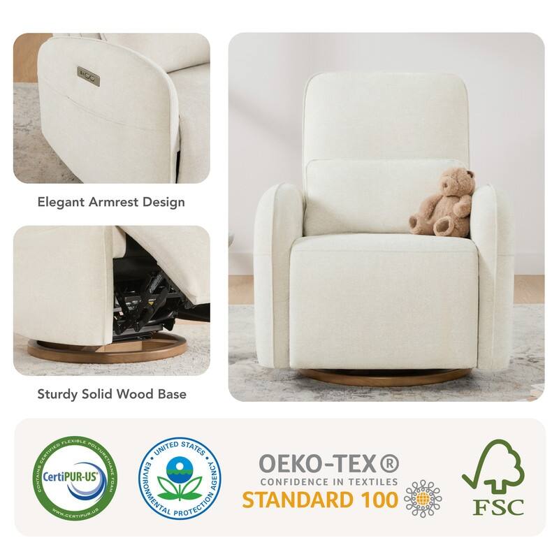 Spruce & Spring Power Swivel Recliner Chair Nursery Glider with Lumber Pillow