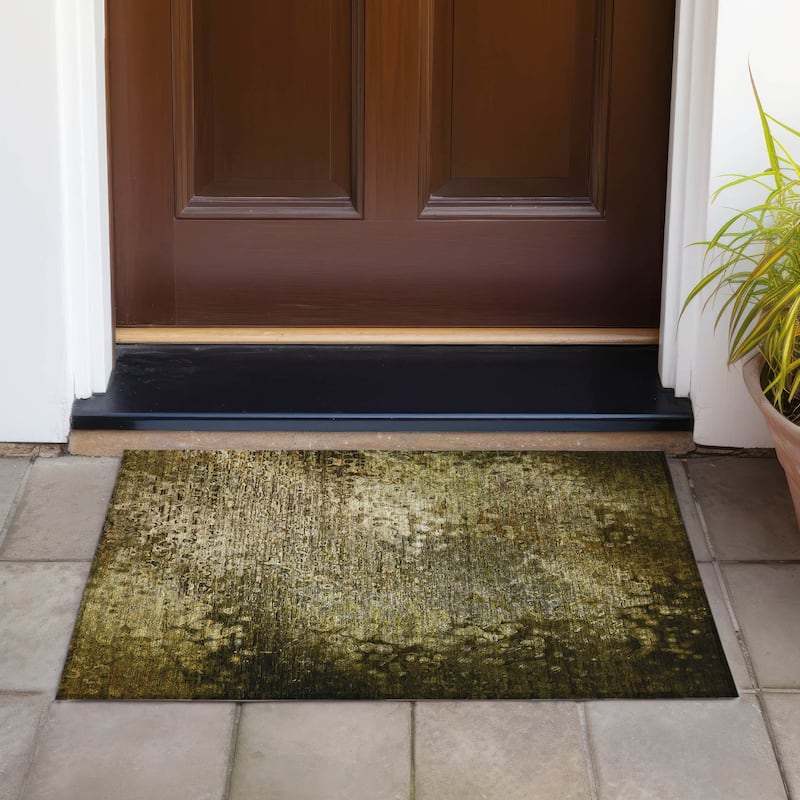 Machine Washable Indoor/ Outdoor Abstract Solid Chantille Rug