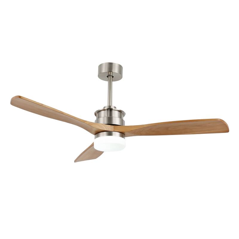 Oaks Aura Gamay 52 in. LED Indoor Solid Wood Reversible Scandi-Japanese Ceiling Fan With Latest DC Motor Technology