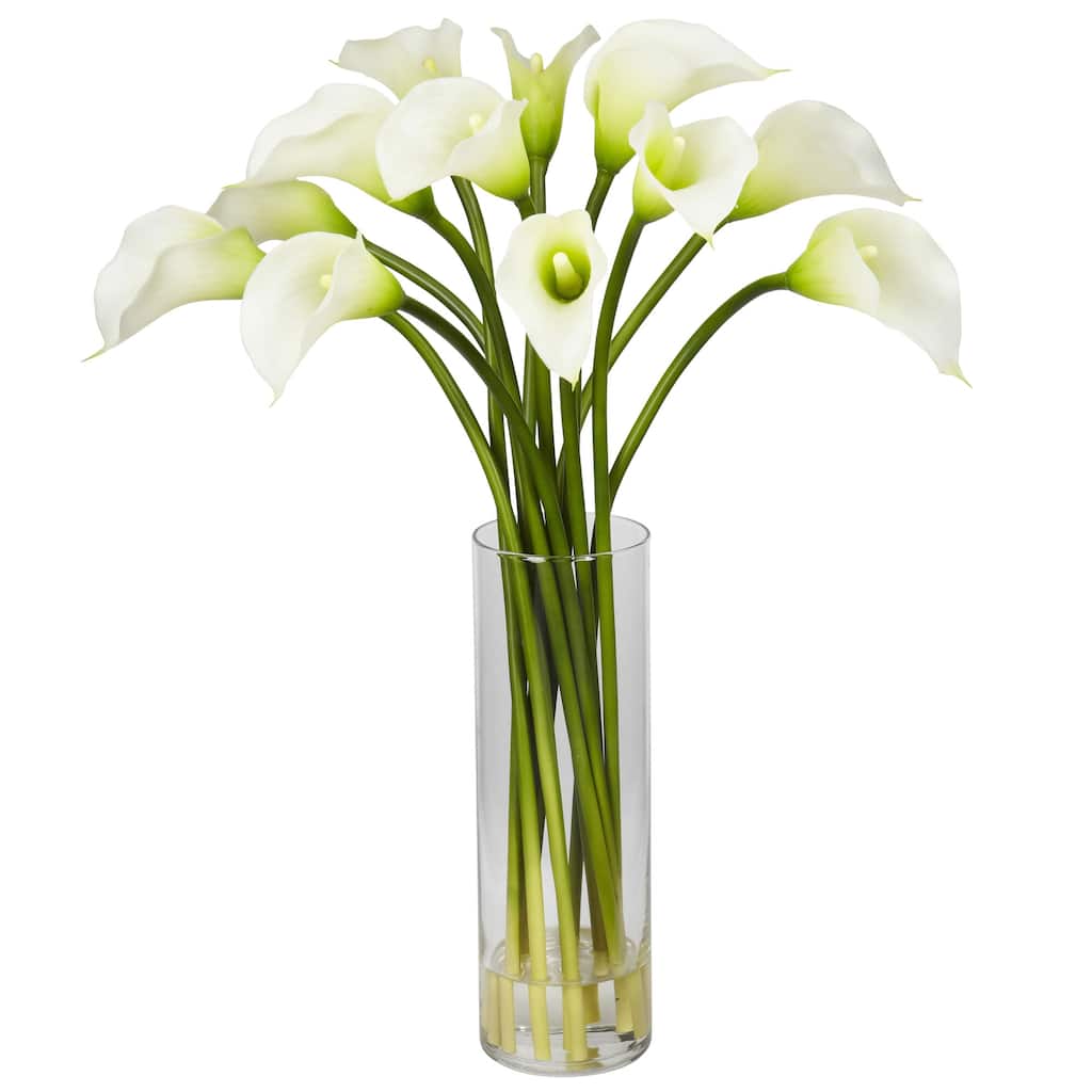 20" White Mini Calla Lily Silk Artificial Floral Arrangement